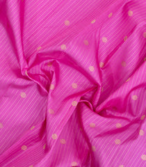 Bubblegum Pink Handloom Kanchipuram Silk Saree With Zari Stripes-KA15115