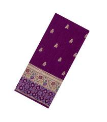 Dark Magenta Woven Art Dupion Saree With Buttas & Tie and Dye Border-BL5908