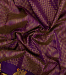 Purple Handloom Kanchipuram Silk Saree With Meena Checks-KA15306