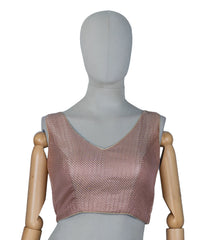 Dusty Peach Woven Readymade Blended Raw Silk Blouse-RB5166