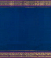 Off White Handloom Korvai Kanchipuram Silk Saree With Navy Blue Border-KA15864