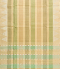 Beige & Green Woven Kora Soft Silk Saree With Stripes -SO4759