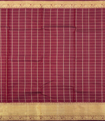 Crimson Handloom Kanchipuram Silk Saree With Zari Checks & Buttas-KA15668