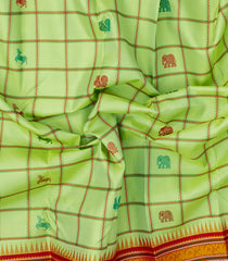 Light Green Handloom Korvai Kanchipuram Silk Saree With Buttas-KA15127