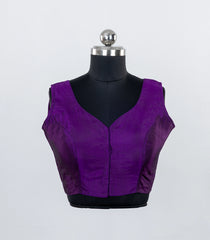 Purple Readymade Sleeveless Blended Silk Blouse With Sweetheart Neck-RB5211