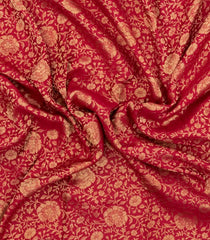 Crimson Woven Mysore Silk Saree With Floral Vine Motifs-MS3301