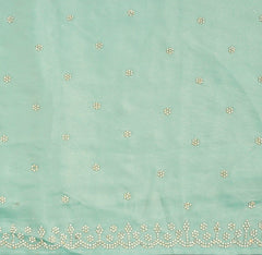 Aquamarine Woven Synthetic Blended Saree With Embroidered Motifs-EN2049