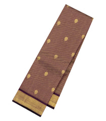 Dark Burgundy Handloom Kanchipuram Silk Saree With Zari Checks-KA16302