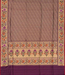 Magenta Handwoven Banarasi Silk Saree With Floral Motifs