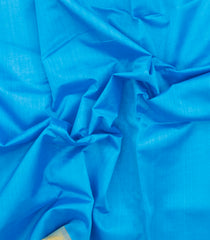 Turquoise Handloom Silk Cotton Saree With Contrast Border-SC4602