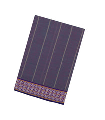 Dark Grey Handloom Bengal Cotton Saree With Stripes-BG2003