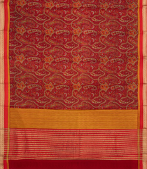 Red Woven Pure Silk Saree With Printed Floral Motifs-PS0657