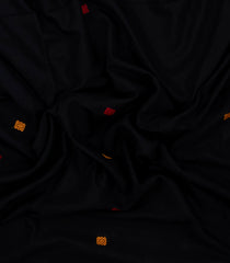 Black Handloom Bengal Cotton Saree With Buttas-BG1929-Black