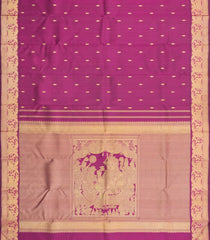 Maroon Handloom Darbar Krishna Silk Saree With Buttas-KA15794