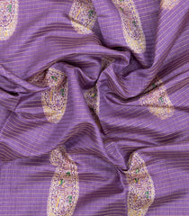 Lavender Printed Synthetic Dola Silk Saree With Zari Stripes & Border-SY0398