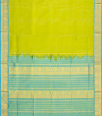 Neon Green Handloom Silk Cotton Saree With Contrast Zari Border-SC4639