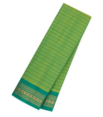 Light Green Handloom Gadwal Silk Cotton Saree With Stripes-GA0395