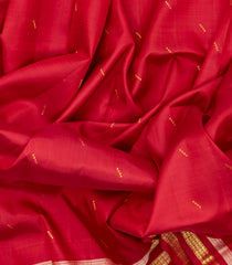 Red Handloom Kanchipuram Silk Saree With Square Buttas