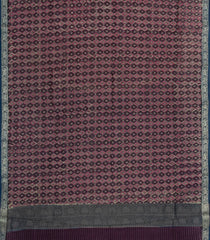 Dusty Pink Printed Chanderi Cotton Saree With Zari Border-CC1623
