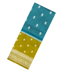 Sea Green Woven Banarasi Poona Silk Saree With Checks & Buttas-BP1013