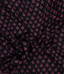 Black Printed Jaipur Cotton Saree With Floral Motifs-JC1538