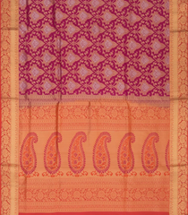 Pink Handwoven Soft Silk Saree With Mango And Vine Motifs In Contrast Rust Border & Pallu-Pink