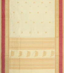 Cream Handloom Silk Cotton Saree With Zari Buttas & Contrast Border-SC4818