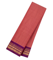 Dark Peach Handloom Gadwal Silk Cotton Saree With Contrast Border-GA0483