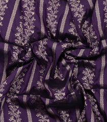 Violet Woven Synthetic Dupion Saree With Floral Vine Motifs-BL5023
