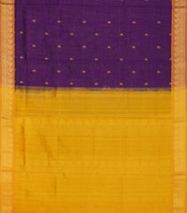 Purple Handloom Silk Cotton Saree With Zari Stripes & Buttas-SC4754