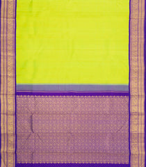 Neon Green Handloom Korvai Kanchipuram Silk Saree With Contrast Border-KA16421