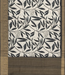 Off White Woven Synthetic Viscose Saree With Printed Floral Motifs-BL4924