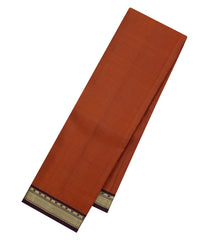Rust Handloom Kanchipuram Silk Saree With Contrast Maroon Border-KA14744