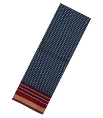 Navy Blue Printed Chanderi Cotton Saree With Zari Border-BL5484