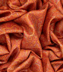 Orange Handloom Tussar Silk Saree With Pashmina Floral Motifs-Orange