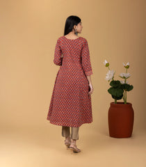 Printed Crimson Kurta-KR0857