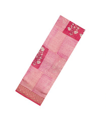 Pink Printed Chanderi Cotton Saree With Zari Border-CC1559