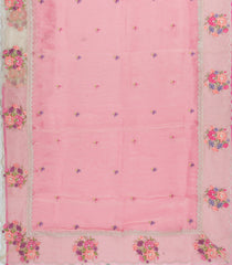 BubbleGum Pink Embroidered Synthetic Tissue Saree With Floral Motifs-SY0567