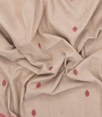Taupe Handloom Bengal Cotton Saree With Kamalam Buttas-BG1785