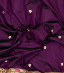 Dark Magenta Handloom Banarasi Silk Saree With Meenakari Border-BE1757