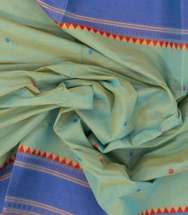 Aquamarine Woven Chirala Cotton Saree With Buttas & Contrast Border-CR1331