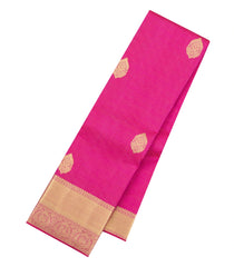 Hot Pink Handloom Kanchipuram Silk Saree With Zari Stripes & Buttas-KA16804