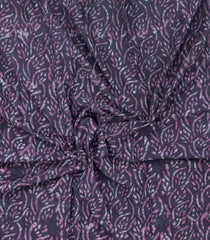 Dark Grey Printed Jaipur Cotton Saree With Floral Motifs-JC1827
