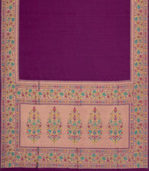 Dark Purple Woven Art Dupion Saree With Meena Floral Border-BL5895