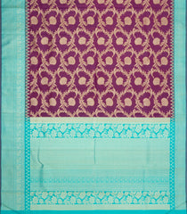 Magenta Handloom Korvai Kanchipuram Silk Saree With Floral Vine Motifs-KA16136