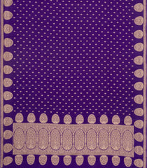 Purple Handloom Banarasi Khaddi Georgette Silk Saree With Floral Motifs-BE1864