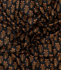 Black Printed Pure Silk Saree With Floral Motifs-PS0837