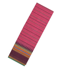 Dusty Peach Woven Chettinad Cotton Saree With Beldari Stripes-CN1791