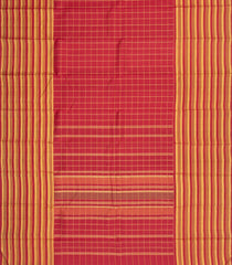 Red Handloom Kanchipuram Silk Saree With Zari Checks-KA15224