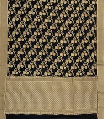 Black Woven Mysore Silk Saree With Floral Vine Motifs-MS3393